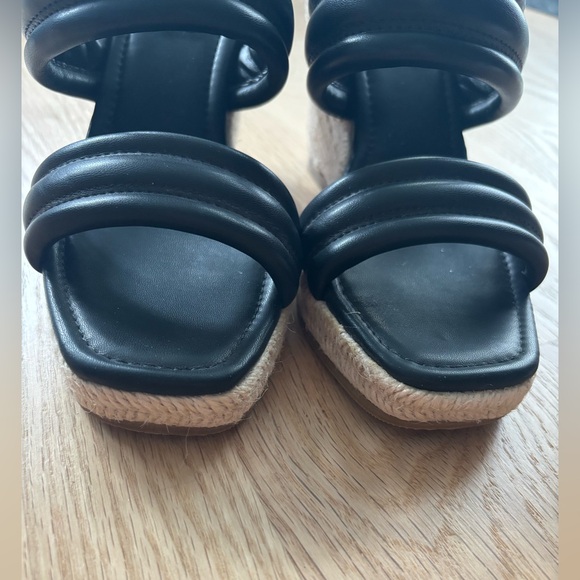 Steve Madden Black Wedge Sandals with Braided Jute Heal-size 8 - Picture 7 of 8